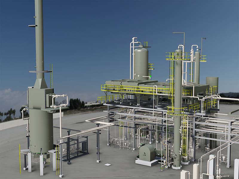 A 3D model of a gas oil hydrotreater designed by KP Engineering for a Southwest refiner