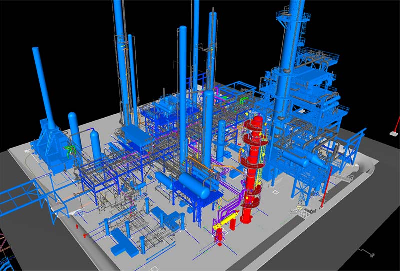 3D rendering of naphtha hydrotreater for capacity expansion as designed by KP Engineering