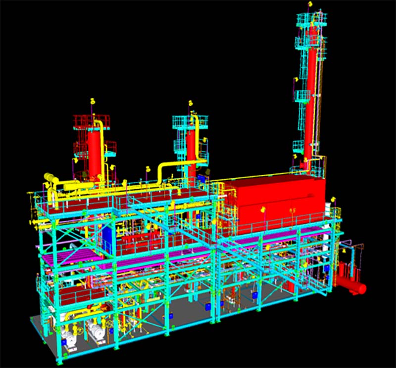 KP Engineering's 3D rendering of a Tail Gas Treating Unit Design for a Rocky Mountain refiner